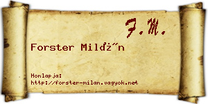 Forster Milán névjegykártya